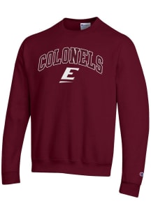 Champion Eastern Kentucky Colonels Mens Maroon ARCHED MASCOT Long Sleeve Crew Sweatshirt