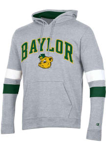 Champion Baylor Bears Mens Ash Blocked Sleeve Long Sleeve Hoodie