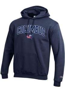 Champion Columbus Blue Jackets Mens Navy Blue Powerblend Design Long Sleeve Hoodie