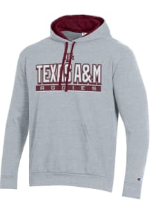 Champion Texas A&M Aggies Mens Grey Stadium Flat Name Long Sleeve Hoodie