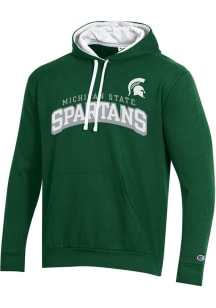 Champion Michigan State Spartans Mens Green Stadium Flat Name Long Sleeve Hoodie