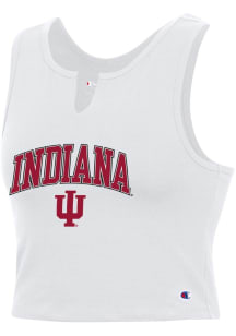 Champion Indiana Hoosiers Womens White V Notch Cropped Tank Top