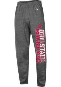 Champion Ohio State Buckeyes Mens Charcoal Powerblend Closed Bottom Sweatpants