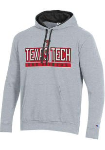 Champion Texas Tech Red Raiders Mens Grey Stadium Flat Name Long Sleeve Hoodie