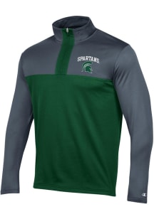 Champion Michigan State Spartans Mens Green Stadium Fleece Long Sleeve Qtr Zip Pullover