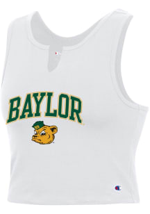 Champion Baylor Bears Womens White V Notch Cropped Tank Top