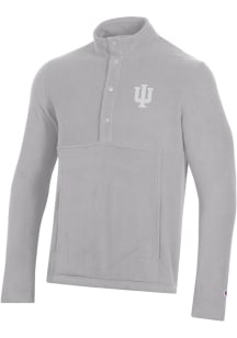 Champion Indiana Hoosiers Mens Grey Explorer Snap Long Sleeve Qtr Zip Pullover