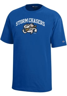 Vortex  Champion Omaha Storm Chasers Youth Blue Arched Mascot Short Sleeve T-Shirt
