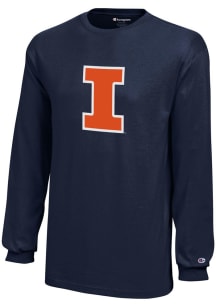 Champion Illinois Fighting Illini Youth Navy Blue Primary Logo Long Sleeve T-Shirt