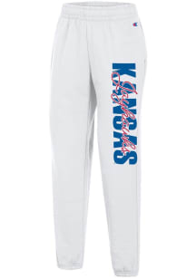 Champion Kansas Jayhawks Womens Powerblend White Sweatpants