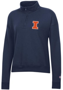 Champion Illinois Fighting Illini Womens Navy Blue Powerblend Qtr Zip