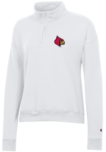 Champion Louisville Cardinals Womens White Powerblend Qtr Zip