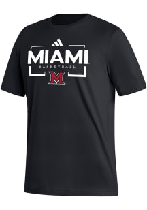 Adidas Miami RedHawks Black Basketball Short Sleeve T Shirt