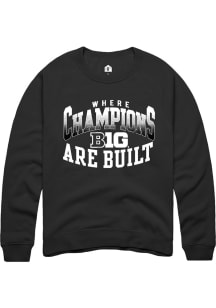 Rally Big Ten Mens Black Champs Arch Design Long Sleeve Crew Sweatshirt