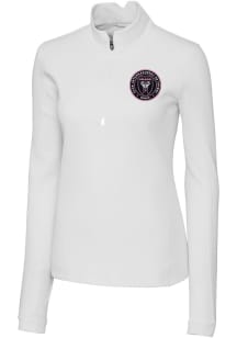 Cutter and Buck Inter Miami CF Womens White Traverse Qtr Zip Pullover