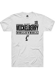 Elliott Mickelberry Cincinnati Bearcats White NIL Stacked Box Short Sleeve Player T Shirt