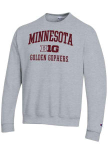 Champion Minnesota Golden Gophers Mens Grey Big Ten Powerblend Long Sleeve Crew Sweatshirt