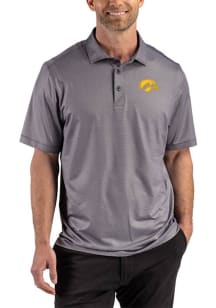 Cutter and Buck Iowa Hawkeyes Black Lattice Big and Tall Polo