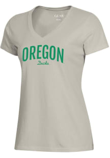 Gear for Sports Oregon Ducks Womens White Arch Script Mascot Mia Short Sleeve T-Shirt