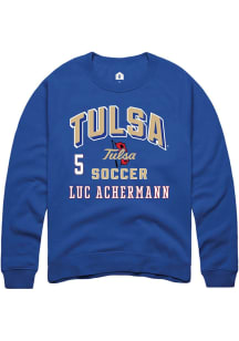 Luc Achermann Tulsa Golden Hurricane Mens Blue NIL Arch Logo Player Crew