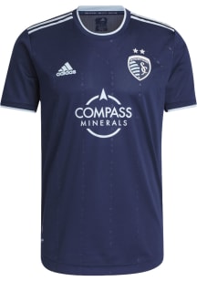 Sporting Kansas City Mens Adidas Authentic Soccer 22/23 AWAY Jersey - Blue