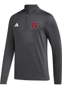 Adidas Nebraska Cornhuskers Mens Charcoal Golf Long Sleeve Qtr Zip Pullover