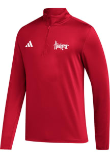 Adidas Nebraska Cornhuskers Mens Red Golf Edition Style Long Sleeve Qtr Zip Pullover