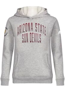 Adidas Arizona State Sun Devils Youth Grey Heather Arch Wordmark Long Sleeve Hoodie