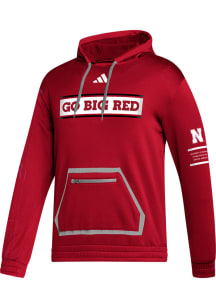 Adidas Nebraska Cornhuskers Mens Red Locker Manifesto Long Sleeve Hoodie