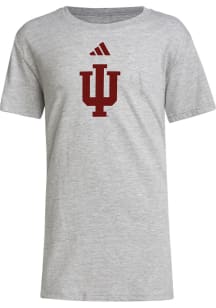Adidas Indiana Hoosiers Youth Grey Locker Logo Short Sleeve T-Shirt