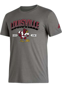 Adidas Louisville Cardinals Grey Locker Mighty Mascot Short Sleeve Fashion T Shirt
