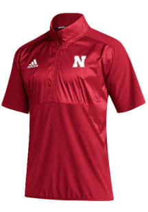 Adidas Nebraska Cornhuskers Mens Red Woven Short Sleeve Jacket