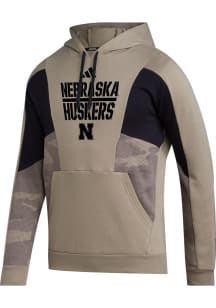 Adidas Nebraska Cornhuskers Mens Olive Salute to Service Long Sleeve Hoodie