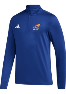 Adidas Kansas Jayhawks Mens Blue Coaches Long Sleeve Qtr Zip Pullover