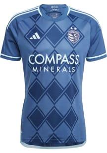 Sporting Kansas City Mens Adidas Authentic Soccer Away Jersey - Navy Blue
