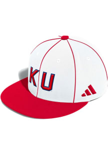 Adidas Kansas Jayhawks Mens White On Field Baseball Classic Fitted Hat