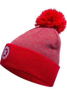 Adidas Nebraska Cornhuskers Grey 2T Circle Cuff Logo Pom Mens Knit Hat