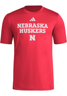 Adidas Nebraska Cornhuskers Red Pregame Short Sleeve T Shirt