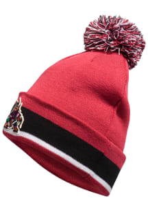 Adidas Arizona Coyotes Maroon Team Stripe Cuffed Pom Mens Knit Hat