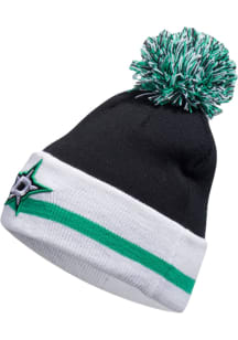 Adidas Dallas Stars Black Team Stripe Cuffed Pom Mens Knit Hat