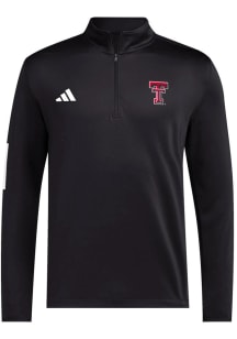 Adidas Texas Tech Red Raiders Mens Black Golf Long Sleeve Qtr Zip Pullover