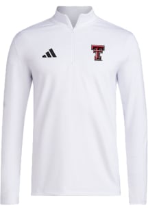 Adidas Texas Tech Red Raiders Mens White Golf Long Sleeve Qtr Zip Pullover