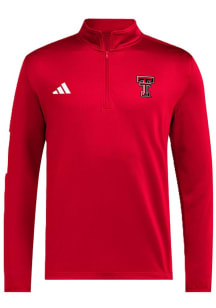 Adidas Texas Tech Red Raiders Mens Red Golf Long Sleeve Qtr Zip Pullover