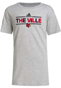 Adidas Louisville Cardinals Youth Grey Dassler Fun Chant Short Sleeve T-Shirt