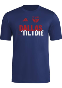 Adidas FC Dallas Navy Blue Pregame Jersey Hook Short Sleeve T Shirt
