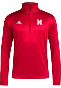 Adidas Nebraska Cornhuskers Mens Red Coach Long Sleeve Qtr Zip Pullover