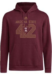 Adidas Arizona State Sun Devils Mens Maroon Icon Hero Number 42 Long Sleeve Hoodie