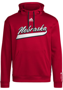 Adidas Nebraska Cornhuskers Mens Red Athlete Travel Long Sleeve Hoodie