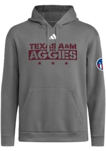 Adidas Texas A&M Aggies Mens Charcoal Military Honor And Support Fleece Long Sleeve Hoodie
