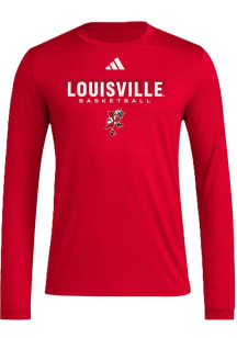 Adidas Louisville Cardinals Red Locker On Court Fade Long Sleeve T-Shirt